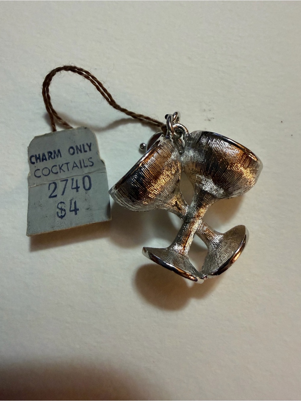 Monet Vintage Silver-Tone Cocktail Glass Charm Pendant